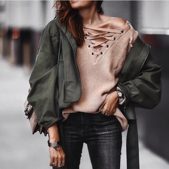 Chicwish Lace-up Mood Sweater in Camel, S/M - Picture 8 of 8